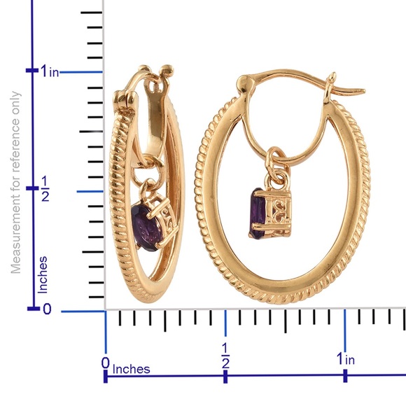 KARIS 14K ION AMETHYST INNER DROP HOOP EARRINGS - Picture 5 of 8